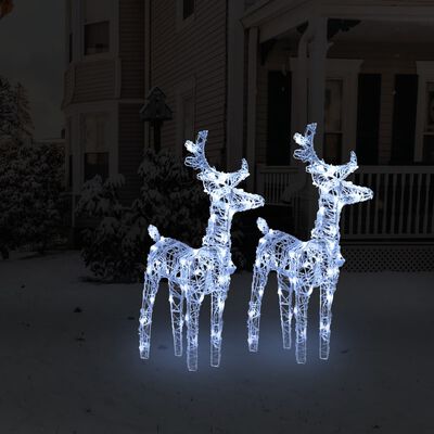 vidaXL 2 db akril karácsonyi rénszarvas 80 hideg fehér LED-del