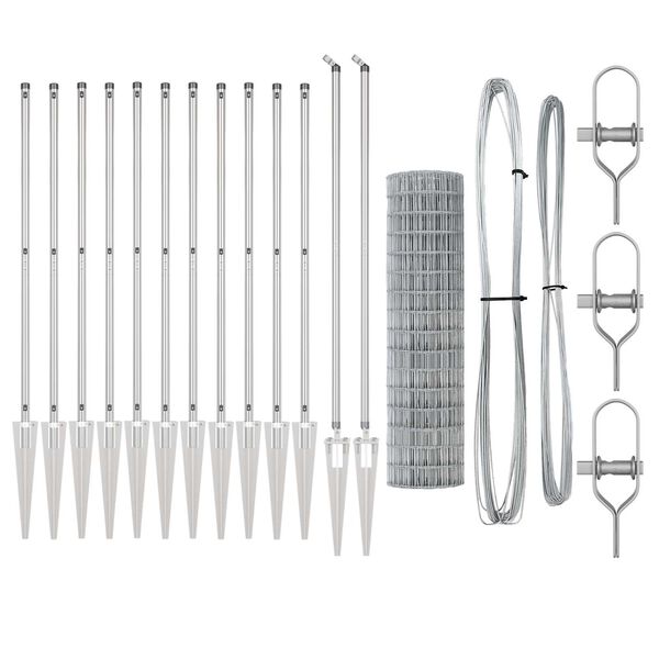 vidaXL Ker&iacute;t&eacute;s oszlopokkal Ez&uuml;st 1,2 x 25 m Ac&eacute;l