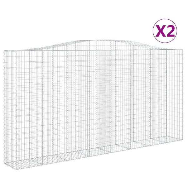 vidaXL 2 db &iacute;ves horganyzott vas gabion kos&aacute;r 400x50x200/220 cm