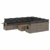 vidaXL 11 r&eacute;szes sz&uuml;rke polyrattan kerti &uuml;lőgarnit&uacute;ra p&aacute;rn&aacute;kkal