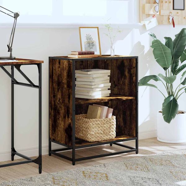 vidaXL füstös tölgy színű szerelt fa könyvszekrény 60x35x76 cm