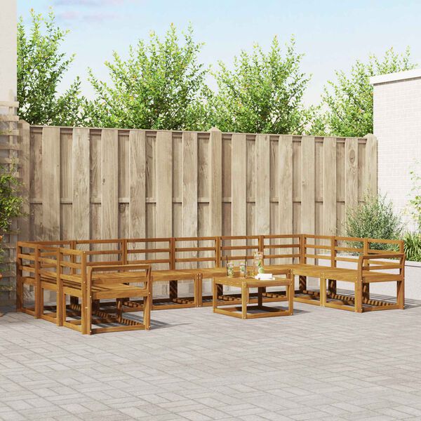 vidaXL K&uuml;lt&eacute;ri kanap&eacute; szett 11 pcs Term&eacute;szetes T&ouml;m&ouml;r Ak&aacute;cfa