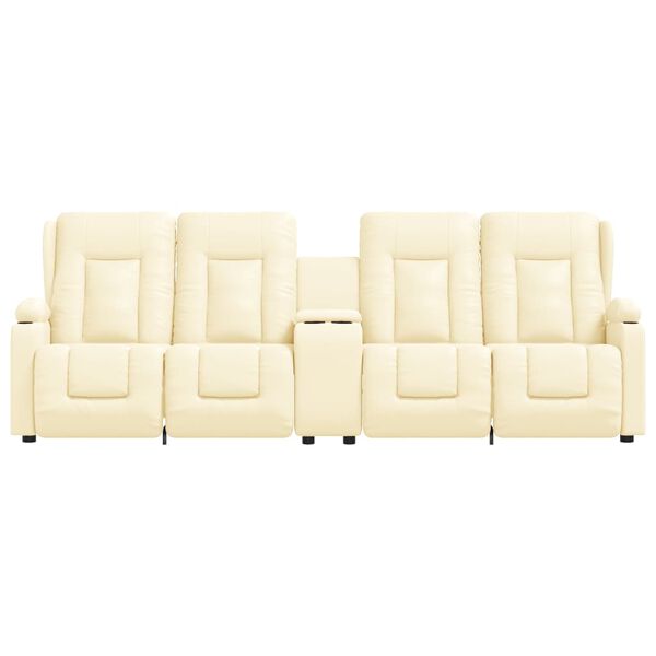 vidaXL 4 személyes krém műbőr dönthető masszázsfotel pohártartóval