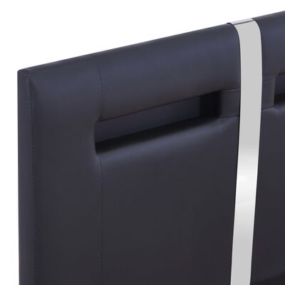 vidaXL fekete műbőr LED-es ágykeret 90 x 200 cm