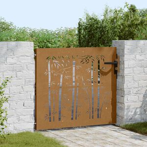 vidaXL bambuszmint&aacute;s corten ac&eacute;l kerti kapu 85 x 100 cm