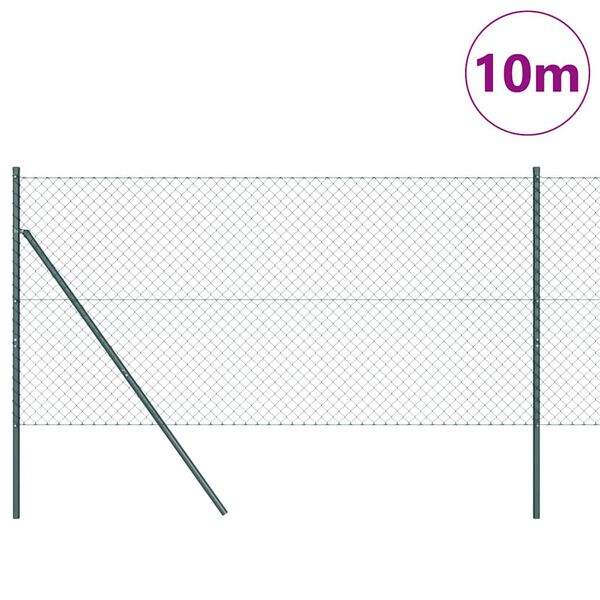 vidaXL Ker&iacute;t&eacute;soszlop Z&ouml;ld 10 x 1,5 m (40 x 40 mm-es h&aacute;l&oacute;) Ac&eacute;l &eacute;s PVC