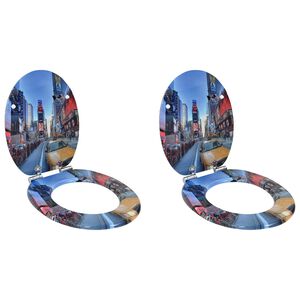 vidaXL 2 db New York mint&aacute;s MDF WC-&uuml;lőke lassan csuk&oacute;d&oacute; fed&eacute;llel