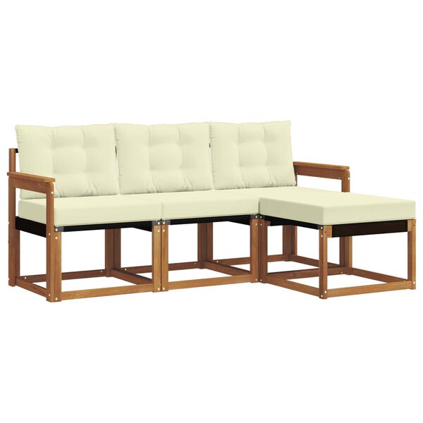 vidaXL K&uuml;lt&eacute;ri kanap&eacute; szett p&aacute;rn&aacute;val 4 pcs Term&eacute;szetes &eacute;s kr&eacute;msz&iacute;nű