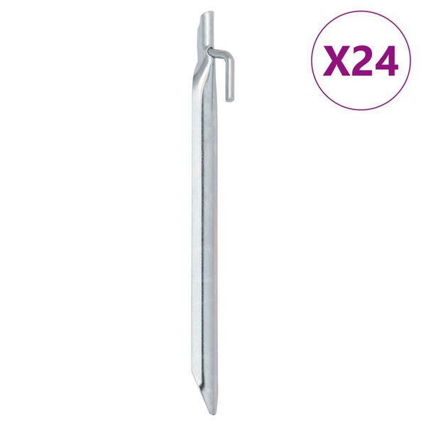 vidaXL 24 db V-alak&uacute; horganyzott ac&eacute;l s&aacute;torszeg 24 cm &Oslash;20 mm