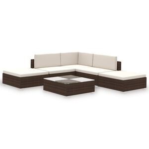 vidaXL 6-r&eacute;szes barna polyrattan kerti b&uacute;torszett p&aacute;rn&aacute;kkal