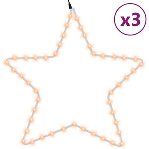 vidaXL 3 db meleg feh&eacute;r kar&aacute;csonyi csillagok 48 LED-del 56 cm