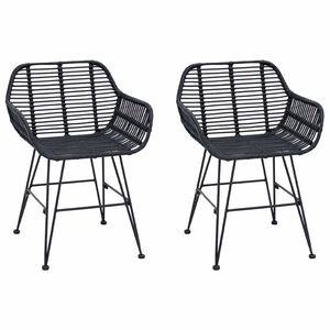 vidaXL &Eacute;tkezősz&eacute;k 2 db Rattan &eacute;s Vas Fekete 55 x 50 x 74 cm