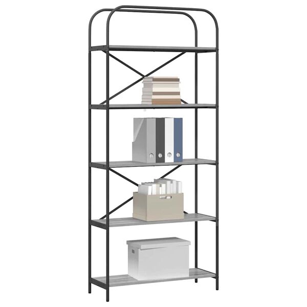 vidaXL K&ouml;nyvespolc Sz&uuml;rke Sonoma 80 x 30 x 183 cm Faanyag