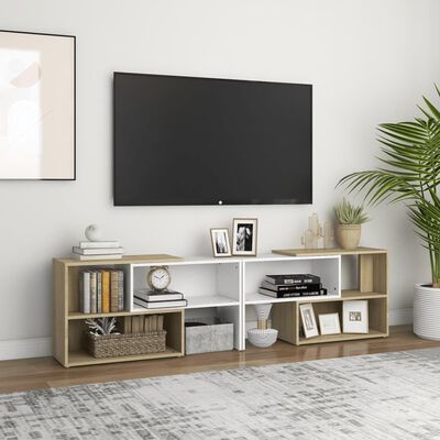vidaXL fehér és sonoma tölgy forgácslap TV-szekrény 149 x 30 x 52 cm
