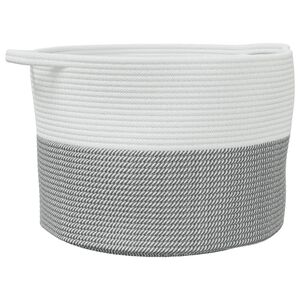 vidaXL sz&uuml;rke-feh&eacute;r pamut szennyeskos&aacute;r &Oslash;55 x 36 cm