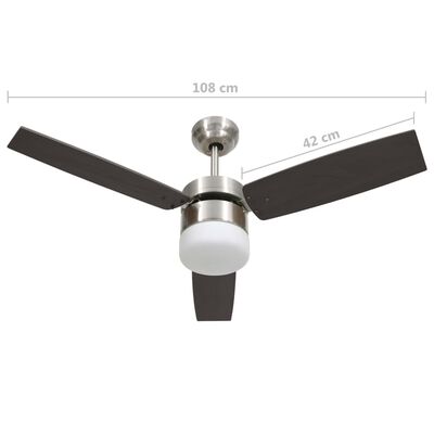 vidaXL sötétbarna mennyezeti ventilátor lámpával/távirányítóval 108 cm