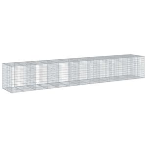 vidaXL horganyzott vas gabion kos&aacute;r fed&eacute;llel 650 x 100 x 100 cm