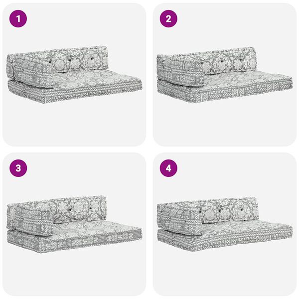 vidaXL vil&aacute;gossz&uuml;rke foltvarrott sz&ouml;vet raklapkanap&eacute;-p&aacute;rna