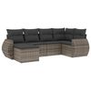 vidaXL 6 r&eacute;szes sz&uuml;rke polyrattan kerti &uuml;lőgarnit&uacute;ra p&aacute;rn&aacute;kkal