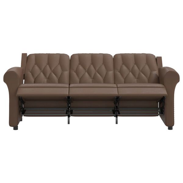 vidaXL 3 szem&eacute;lyes f&eacute;nyes barna műbőr d&ouml;nthető massz&aacute;zsfotel