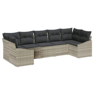 vidaXL Kerti Kanap&eacute; Szett t&aacute;rol&oacute;val 7 pcs Vil&aacute;gossz&uuml;rke polirattan