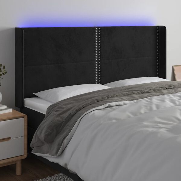 vidaXL fekete b&aacute;rsony LED-es fejt&aacute;mla 183x16x118/128 cm