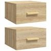 vidaXL 2 db sonoma t&ouml;lgy falra szerelhető &eacute;jjeliszekr&eacute;ny 35x35x20 cm