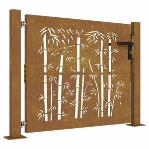 vidaXL Corten ac&eacute;l, bambusz mint&aacute;s kerti kapu 100x100 cm