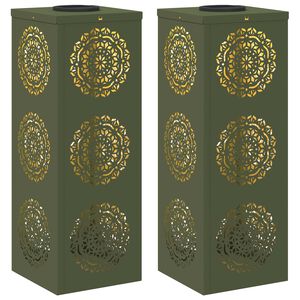 vidaXL Napelemmel műk&ouml;dő LED &ouml;sv&eacute;ny vil&aacute;g&iacute;t&aacute;s 2 pcs Olajz&ouml;ld