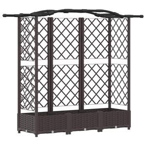vidaXL Magas&iacute;tott &Aacute;gy Trellis-szel &eacute;s Tetővel Barna 163 x 40 x 126 cm