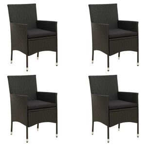 vidaXL 4 db fekete polyrattan kerti sz&eacute;k p&aacute;rn&aacute;val