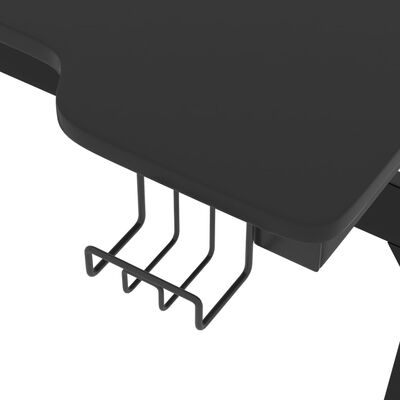 vidaXL fekete LED-es Z-lábú gamer asztal 90 x 60 x 75 cm