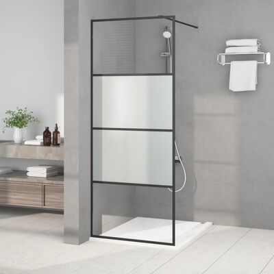vidaXL fekete selyemmatt ESG üveg zuhanyfal 80 x 195 cm