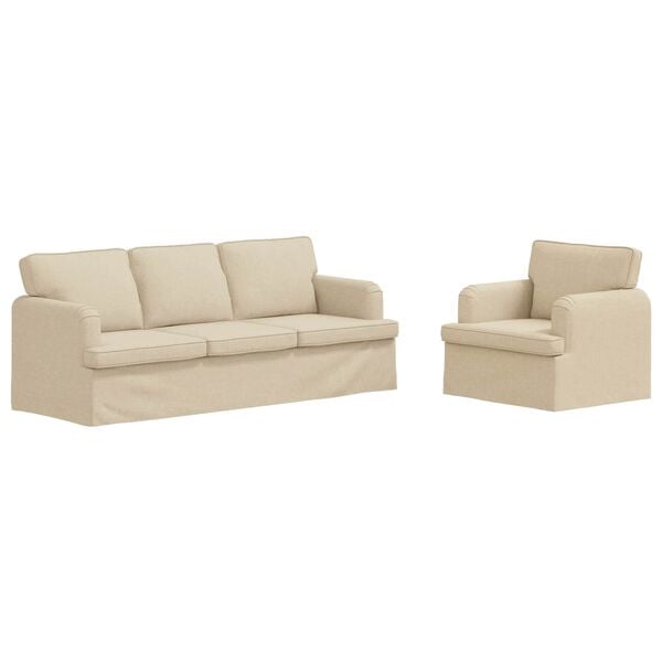 vidaXL Kanap&eacute; 2 pcs Kr&eacute;m 144 x 80 x 85 cm sz&ouml;vet