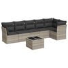 vidaXL 7 r&eacute;szes vil&aacute;gossz&uuml;rke polyrattan kerti &uuml;lőgarnit&uacute;ra p&aacute;rn&aacute;kkal
