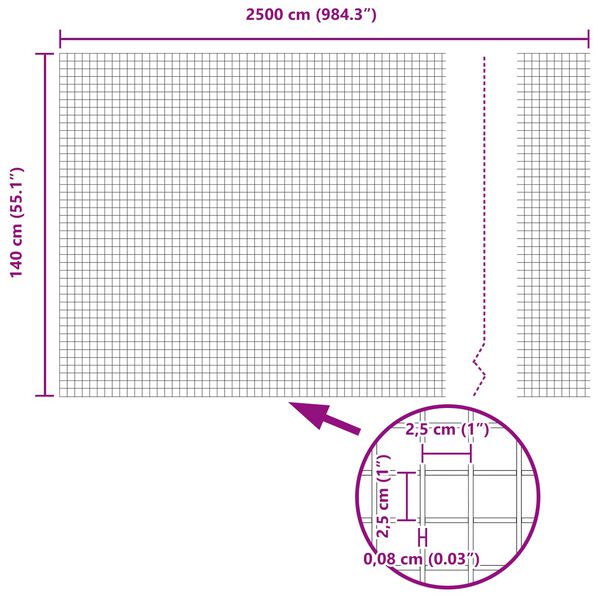 vidaXL Hegesztett Dr&oacute;th&aacute;l&oacute; Ker&iacute;t&eacute;s Ez&uuml;st 1.4 x 25 m
