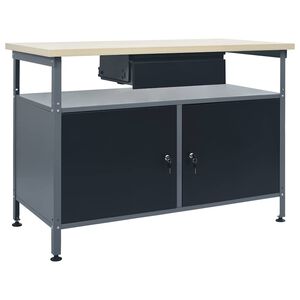 vidaXL fekete ac&eacute;l munkapad 120 x 60 x 85 cm
