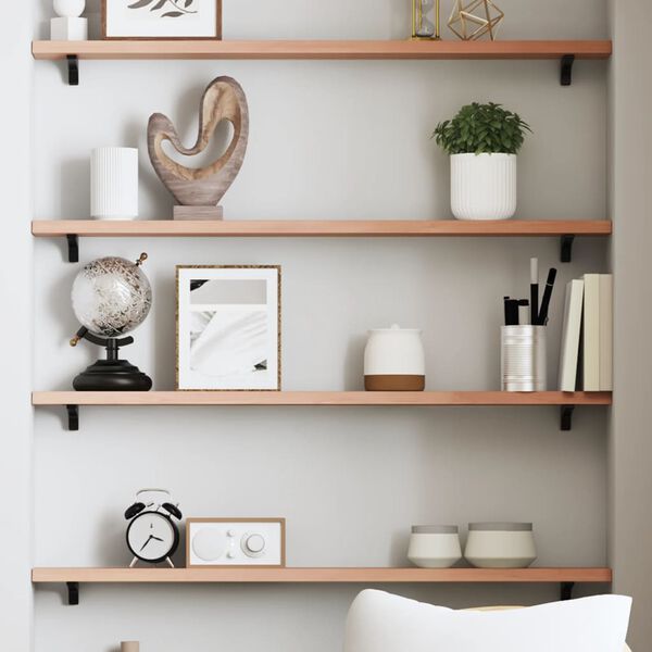 vidaXL világosbarna kezelt tömör tölgyfa fali polc 80x10x2 cm