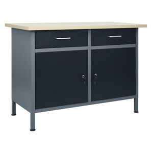 vidaXL fekete ac&eacute;l munkapad 120 x 60 x 85 cm