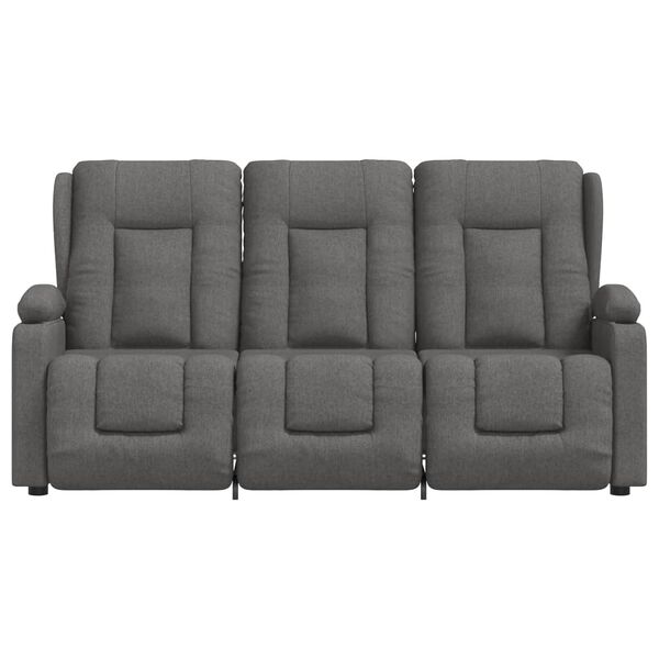 vidaXL 3 személyes világosszürke szövet masszázsfotel pohártartóval