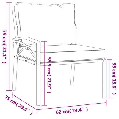 vidaXL 2 db acél kerti szék szürke párnákkal 62 x 75 x 79 cm