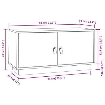 vidaXL fehér tömör fenyőfa TV-szekrény 80 x 34 x 40 cm