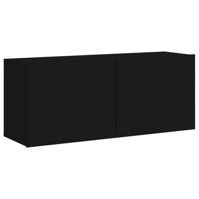 vidaXL 5 darab fekete szerelt fa fali TV-szekrény