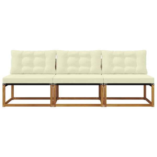 vidaXL 3 Darab K&uuml;lt&eacute;ri k&ouml;z&eacute;pső kanap&eacute; T&ouml;m&ouml;r Ak&aacute;cfa Term&eacute;szetes