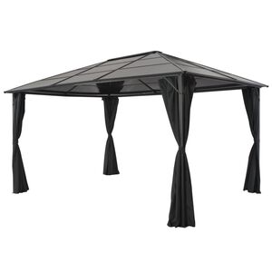 vidaXL fekete alum&iacute;nium pavilon f&uuml;gg&ouml;nnyel 4 x 3 x 2,6 m