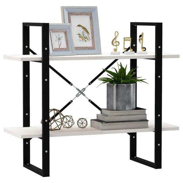 vidaXL kétszintes fehér tömör fenyőfa könyvszekrény 80 x 30 x 70 cm