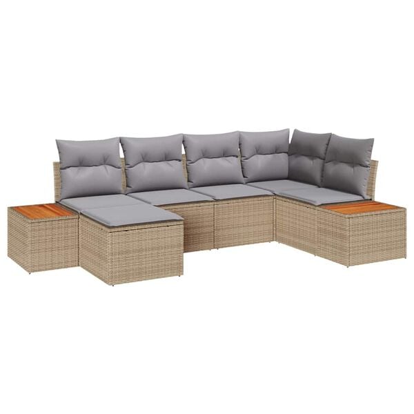 vidaXL Kerti Kanap&eacute; Szett 7 pcs Beige &eacute;s Vil&aacute;gossz&uuml;rke Polyrattan