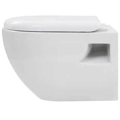 vidaXL fekete falra szerelhető kerámia WC rejtett magas tartállyal