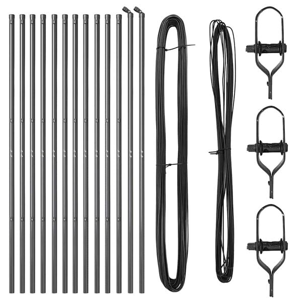 vidaXL Ker&iacute;t&eacute;soszlop 13 pcs Sz&uuml;rke Ac&eacute;l