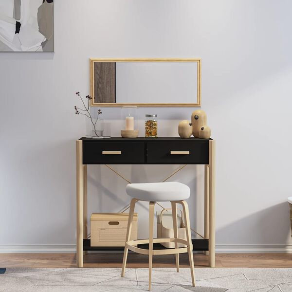 vidaXL fekete szerelt fa t&aacute;lal&oacute;asztal 82x38x75 cm